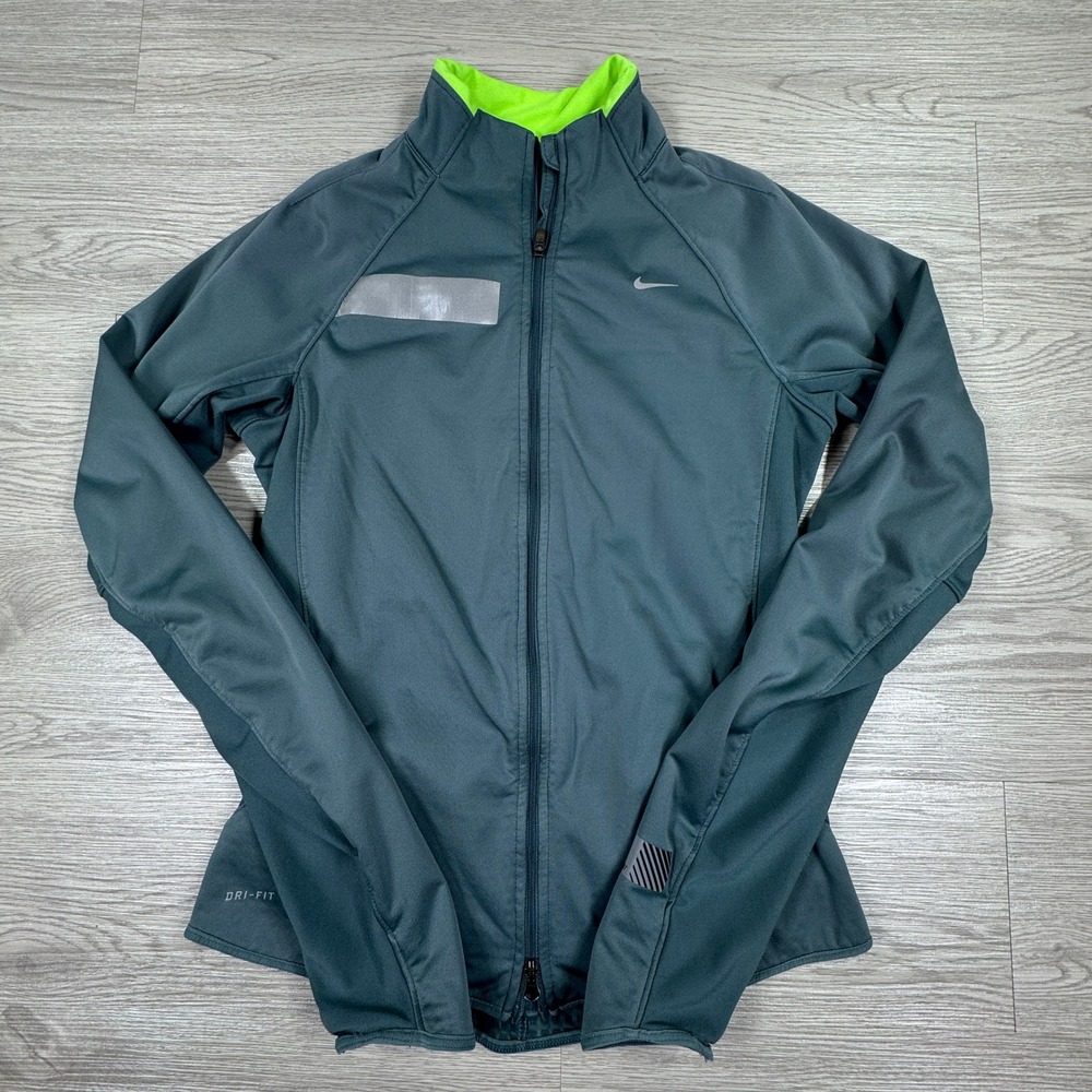 Nike Women's Jacket Element Shield Thermal Running Gray Small Reflective Zip Up